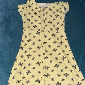 Yellow Butterfly Print Dress